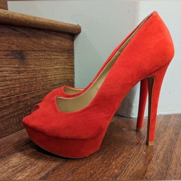 Zara Women Red Platform Heels Size 7 - Picture 7 of 12